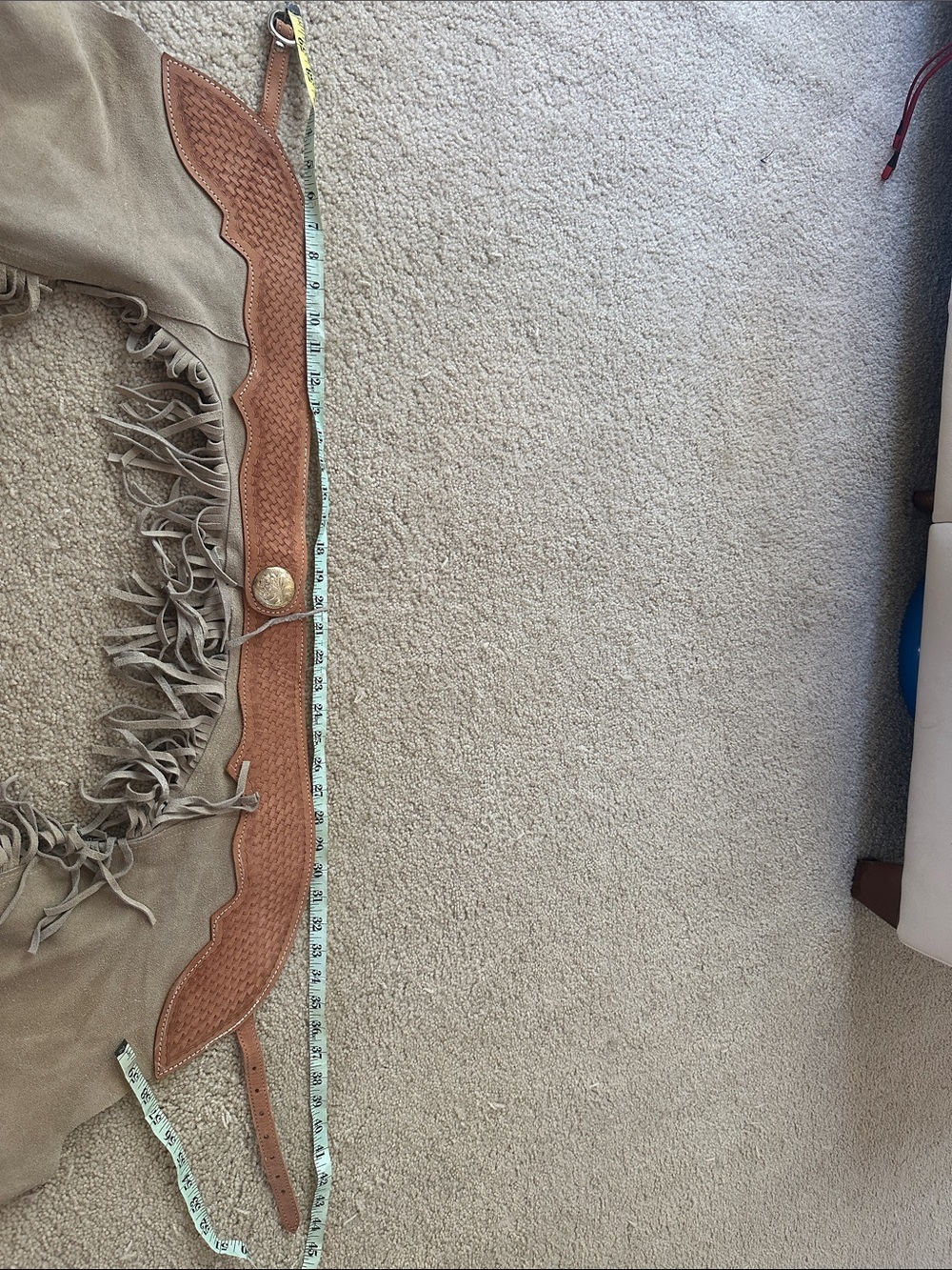 Womens tan Brown Suede Fringe Chaps | Size XL | Western leather - Picture 11 of 11